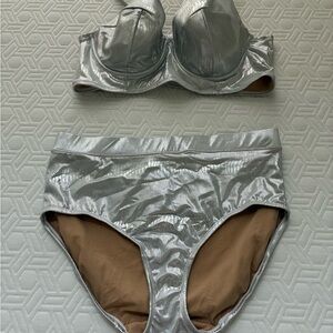 Cacique Silver Metallic Bikini Set
